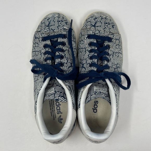 Adidas Stan Smith Shoes Womens 7.5 Navy Blue Collegiate‎ Crackle Stripe Sneakers - Picture 2 of 15